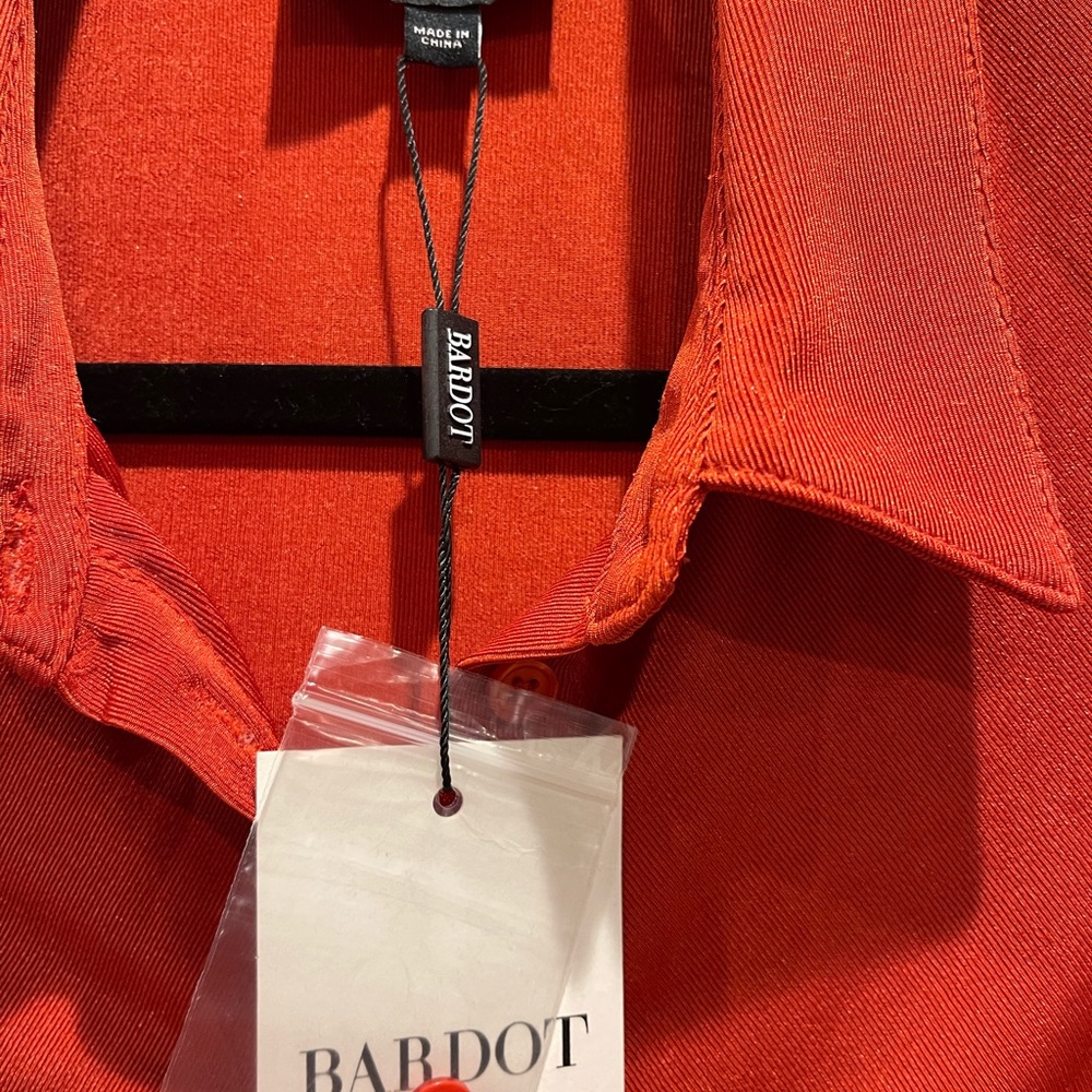 BNWT Bardot The Bunched Long Sleeve Burnt Orange Dress - Picture 2 of 6